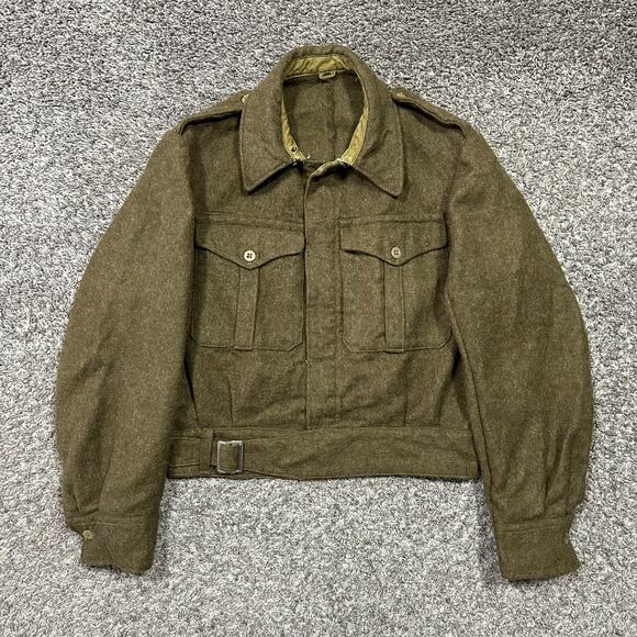 Vintage 1950s Army Jacket Greek Military Wool Coat Eisenhower Battle Dress Boxy - Picture 12 of 12